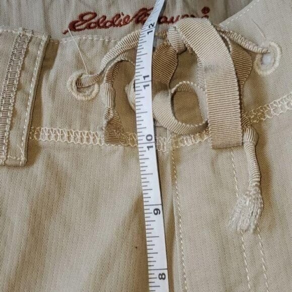 Eddie Bauer Embroidered Cargo Pockets Beige Sporting Cinched Sz 12 Cuffed Pants - Picture 10 of 11